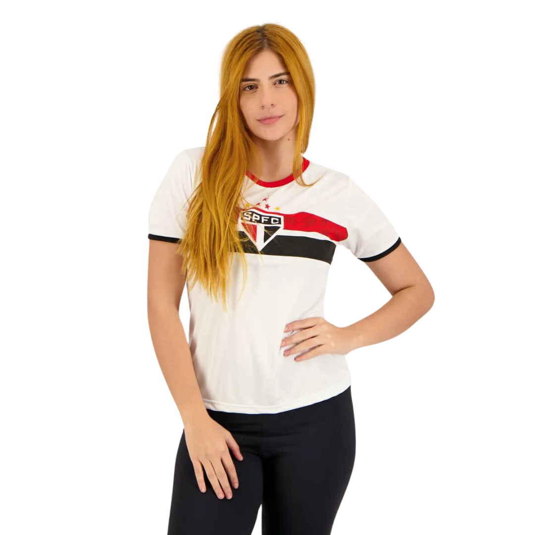 Camisa São Paulo Stencil Feminina Branca