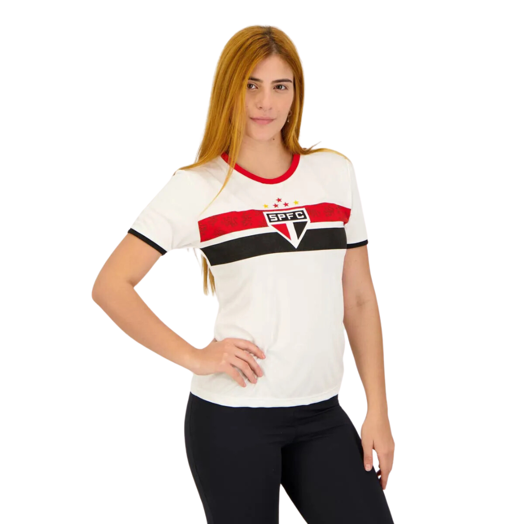 Camisa São Paulo Stencil Feminina Branca